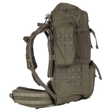 5.11 Tactical Military RUSH100 60L Deployment Backpack, Hydration & Storage Ready, Style 56555, Ranger Green, Small/Medium: 30"-36" Hip