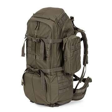 5.11 Tactical Military RUSH100 60L Deployment Backpack, Hydration & Storage Ready, Style 56555, Ranger Green, Small/Medium: 30"-36" Hip