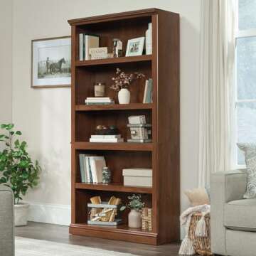 Sauder Miscellaneous Storage 5 Split Bookcase/Book Shelf, L: 35.28" x W: 13.23" x H: 69.76", Oiled Oak finish