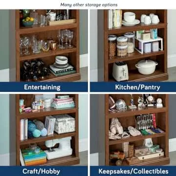 Sauder Miscellaneous Storage 5 Split Bookcase/Book Shelf, L: 35.28" x W: 13.23" x H: 69.76", Oiled Oak finish