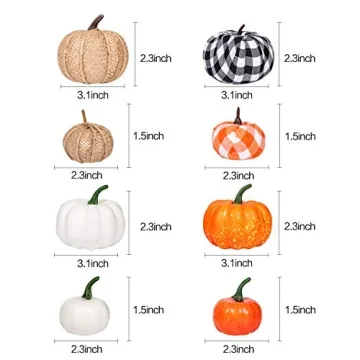 Ueerdand 16 PCS Fall Decor Assorted Sizes Artificial Pumpkins Burlap Faux Foam Pumpkin for Harvest Autumn Season Halloween Thanksgiving Holiday Festive Embellishing and Displaying