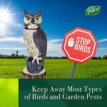 Solar Powered 18" Owl Decoy - Realistic Pest Control