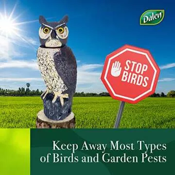 Solar Powered 18" Owl Decoy - Realistic Pest Control