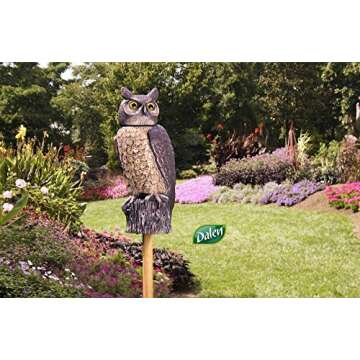 Solar Powered 18" Owl Decoy - Realistic Pest Control
