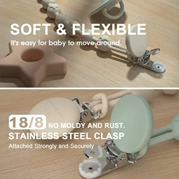 Cuddle Campus Silicone Pacifier Clip with One Piece Design