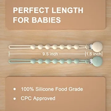 Cuddle Campus Silicone Pacifier Clip with One Piece Design