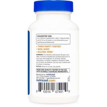 Nutricost Vitamin B5 500mg - 120 Non-GMO Capsules