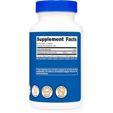 Nutricost Vitamin B5 500mg - 120 Non-GMO Capsules