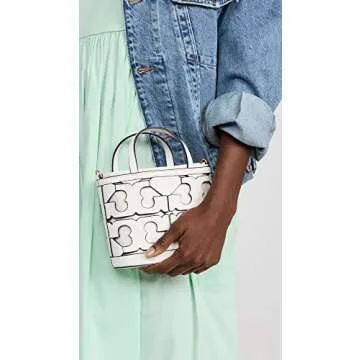 Tory Burch Women's Cutout Logo Mini Tote, New Cream, White, One Size