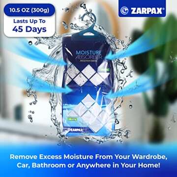 ZARPAX Hanging Moisture Absorber Activated Charcoal 10.6 oz/300g | Moisture Absorbing Bags for Bathr...