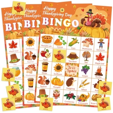 OHOME Thanksgiving Crafts for Kids | Thanksgiving Bingo Cards - Fun Family Game for All Ages