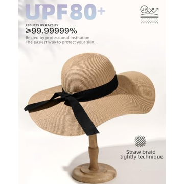 FURTALK Women's Wide Brim UPF 80 Sun Straw Hat