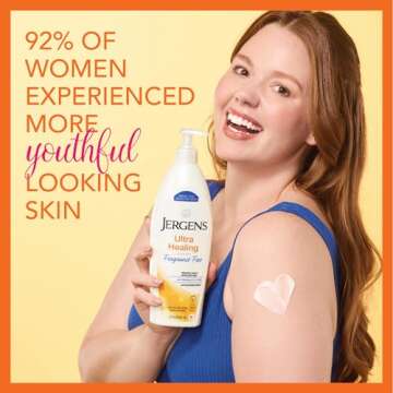 Jergens Ultra Healing Dry Skin Lotion, Hand and Body Moisturizer for Quick Absorption into Extra Dry Skin with Hydralucence Blend, Vitamins C, E and B5, White, 21 oz