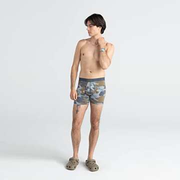SAXX Underwear Co. Men's Underwear - Vibe Super Soft Boxer Briefs With Built-In Pouch Support - Grey Supersize Camo,Medium