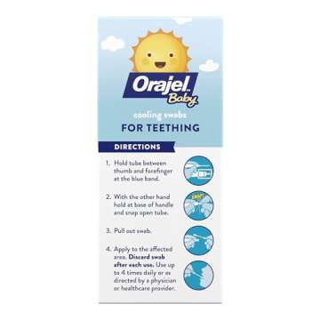 Orajel Baby Daytime Cooling Swabs for Teething, Drug-Free, 1 Pediatrician Recommended Brand for Teet...