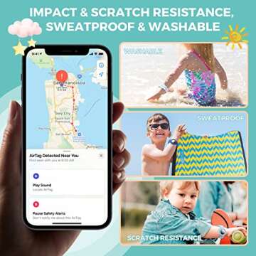 Air tag Wristband Kids(2 Pack) - Soft Silicone Air tag Bracelet for Kids - Lightweight GPS Tracker Holder Compatible with Apple Air tag Childs Watch Band Kids (Blue + Denim Blue)