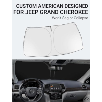 Proadsy Windshield Sun Shade for Jeep Grand Cherokee 2014-2026 4-Layer Foldable Front Sunshade Prote...