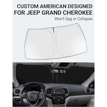 Proadsy Windshield Sun Shade for Jeep Grand Cherokee 2014-2026 4-Layer Foldable Front Sunshade Prote...