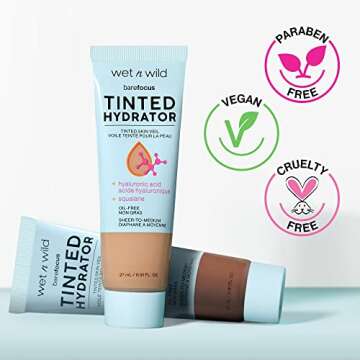 wet n wild Bare Focus Tinted Hydrator Matte Finish, Fair, Oil-Free, Moisturizing Makeup | Hyaluronic Acid | Sheer To Medium Coverage