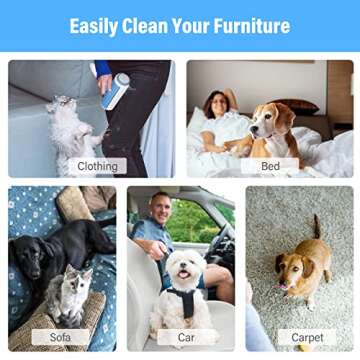 Pet Hair Remover Reusable Cat and Dog Hair Remover Multi-Surface Lint Roller Portable Fur Removal Tool for Furniture,Couch,Carpet,Bedding,Clothes and Car Seats, Non-Slip Handle Self-Cleaning Roller