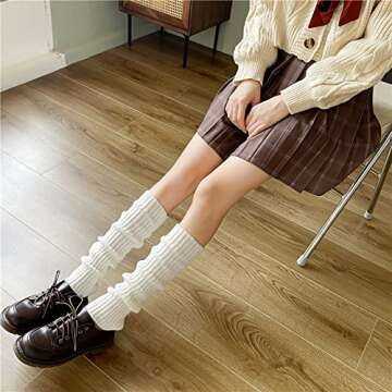 ZQFFB Leg Warmers Kawaii Black White Goth Stacked Leg Warmer of Japanese Style for Women 80s Party S...