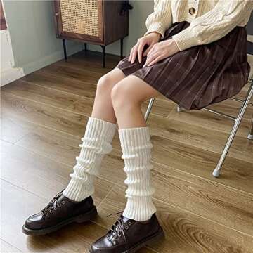 ZQFFB Leg Warmers Kawaii Black White Goth Stacked Leg Warmer of Japanese Style for Women 80s Party Sports Y2k Fashion
