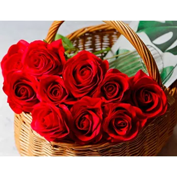 DuHouse 10pcs Fake Roses for Wedding and Home Decor