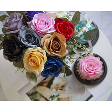DuHouse 10pcs Fake Roses for Wedding and Home Decor