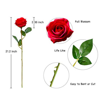 DuHouse 10pcs Fake Roses for Wedding and Home Decor