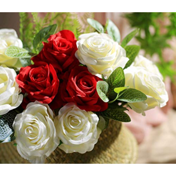 DuHouse 10pcs Fake Roses for Wedding and Home Decor
