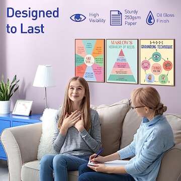 S&O Mental Health Posters for Office & School - Mental Health Office Decor - Mental Health Wall Art Therapy Counseling Office Decor - Therapy Posters Mental Health Decor - Psychology Decor - 10PC