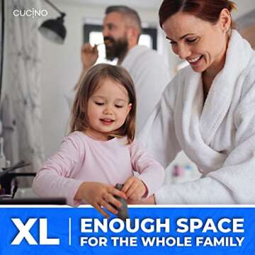 Cucino Extra-Large Shower Caddy 2-Pack - 16-Inch Rust-Resistant Black Shower Shelves for Inside Shower, Adhesive Organizer with 4 Removable Hooks, XL Shower Racks for Inside Shower