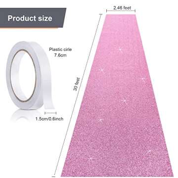 Tatuo Carpet Runner Runway Rug 55 GSM Thickness with Carpet Tape for Prom Wedding Party Outdoor Indoor Hallway Rug(2.46 x 30 Feet,Glitter Pink)