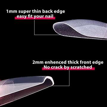 Clara Colors Soft Gel Nail Tips - 550pcs Clear Acrylic Tips