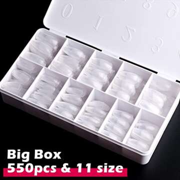 Clara Colors Soft Gel Nail Tips - 550pcs Clear Acrylic Tips