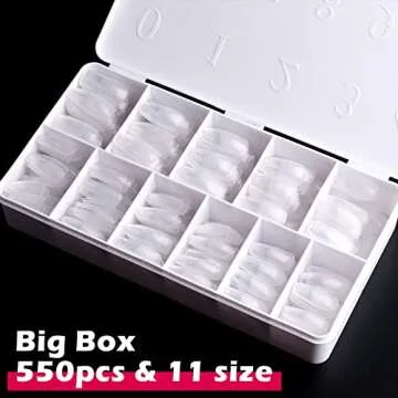 Clara Colors Soft Gel Nail Tips - 550pcs Clear Acrylic Tips