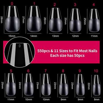 Clara Colors Soft Gel Nail Tips - 550pcs Clear Acrylic Tips