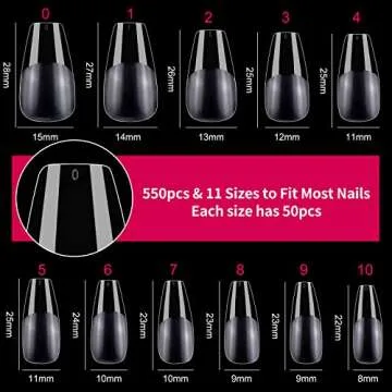 Clara Colors Soft Gel Nail Tips - 550pcs Clear Acrylic Tips