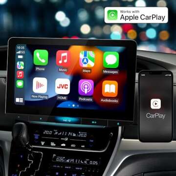JVC KW-Z1000W Bluetooth Car Stereo Receiver with USB Port –10.1" Floating Touchscreen HD Display, AM/FM Radio - MP3 Player - Double DIN - Waze-Ready with Apple CarPlay or Android Auto (Black)