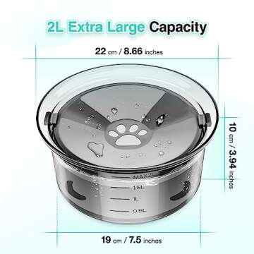 2L/70oz Dog Water Bowl No Spill Slow Water Feeder,Large Capacity Pet Water Dispenser,Pet Water Bowl ...