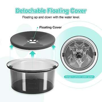 2L/70oz Dog Water Bowl No Spill Slow Water Feeder,Large Capacity Pet Water Dispenser,Pet Water Bowl for Vehicle/Outdoor/Indoor(Grey)