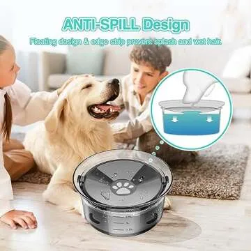 2L/70oz Dog Water Bowl No Spill Slow Water Feeder,Large Capacity Pet Water Dispenser,Pet Water Bowl for Vehicle/Outdoor/Indoor(Grey)