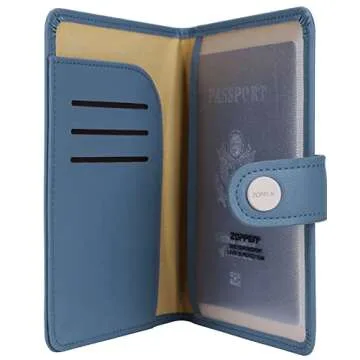 ZOPPEN Passport Holder Women, Passport Cover Travel Wallet Rfid Blocking Passport Wallet Cover Case Travel Essentials Document Organizer, Denim Blue