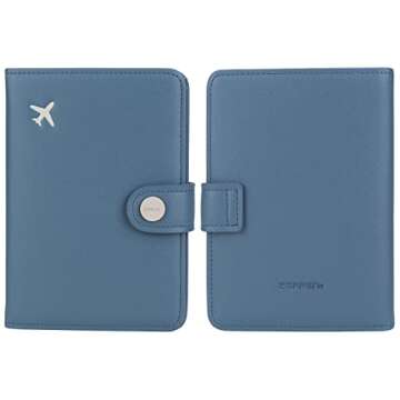 ZOPPEN Passport Holder Women, Passport Cover Travel Wallet Rfid Blocking Passport Wallet Cover Case Travel Essentials Document Organizer, Denim Blue