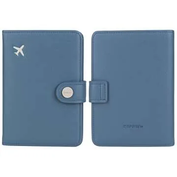 ZOPPEN Passport Holder Women, Passport Cover Travel Wallet Rfid Blocking Passport Wallet Cover Case Travel Essentials Document Organizer, Denim Blue