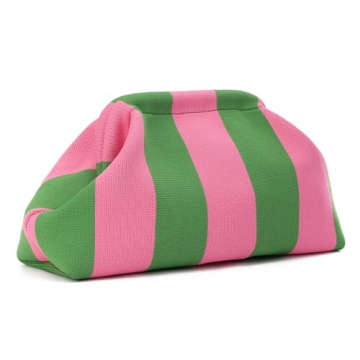 Oweisong Striped Clutch Purses for Women Woven Dumpling Bag Colorful Crochet Cloud Evening Handbag S...