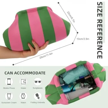 Oweisong Striped Clutch Purses for Women Woven Dumpling Bag Colorful Crochet Cloud Evening Handbag Summer Beach Clutch