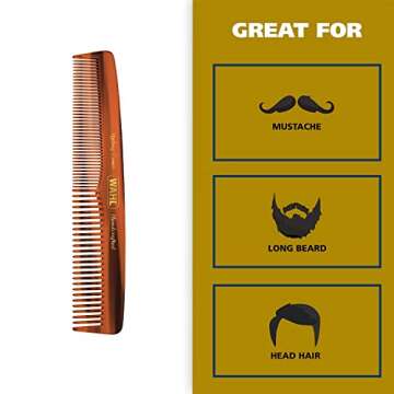 Wahl Men's Grooming Comb - Handcrafted for Beards & Hair