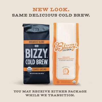 Bizzy Organic Cold Brew Coffee | Breakfast Blend | Coarse Ground Coffee | Medium-Light Roast | Micro...