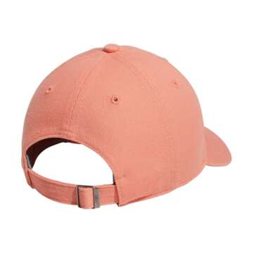 adidas Women's Saturday Hat, Relaxed fit Athletic Adjustable Cotton Baseball Cap, Semi Coral Fusion Pink/White/2.0, One Size